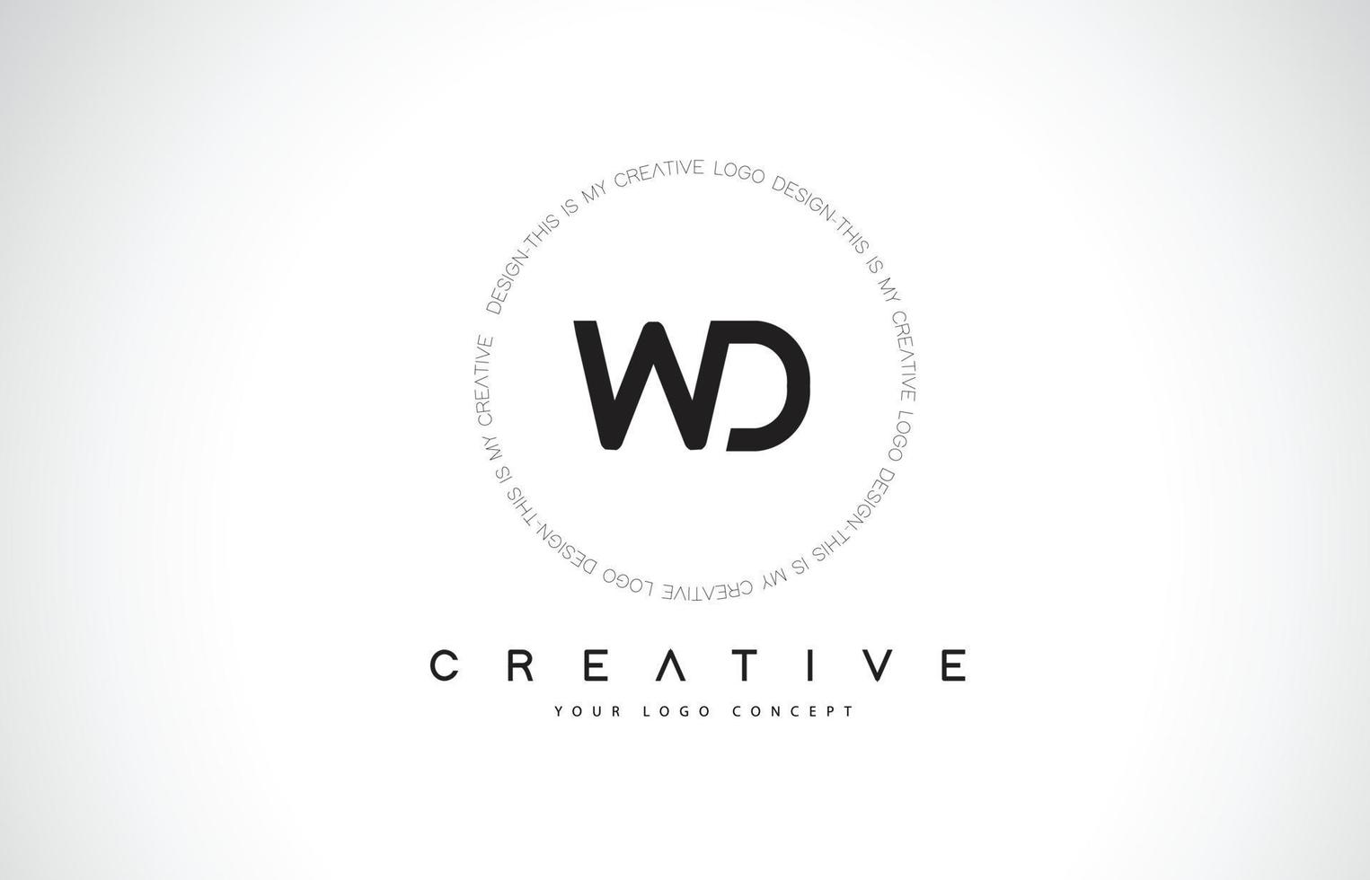 wd wd logo-ontwerp met zwart-wit creatieve tekst brief vector. vector