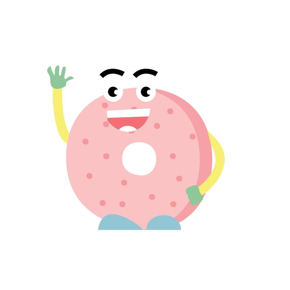 de grappige en belachelijke donutmascotte vector