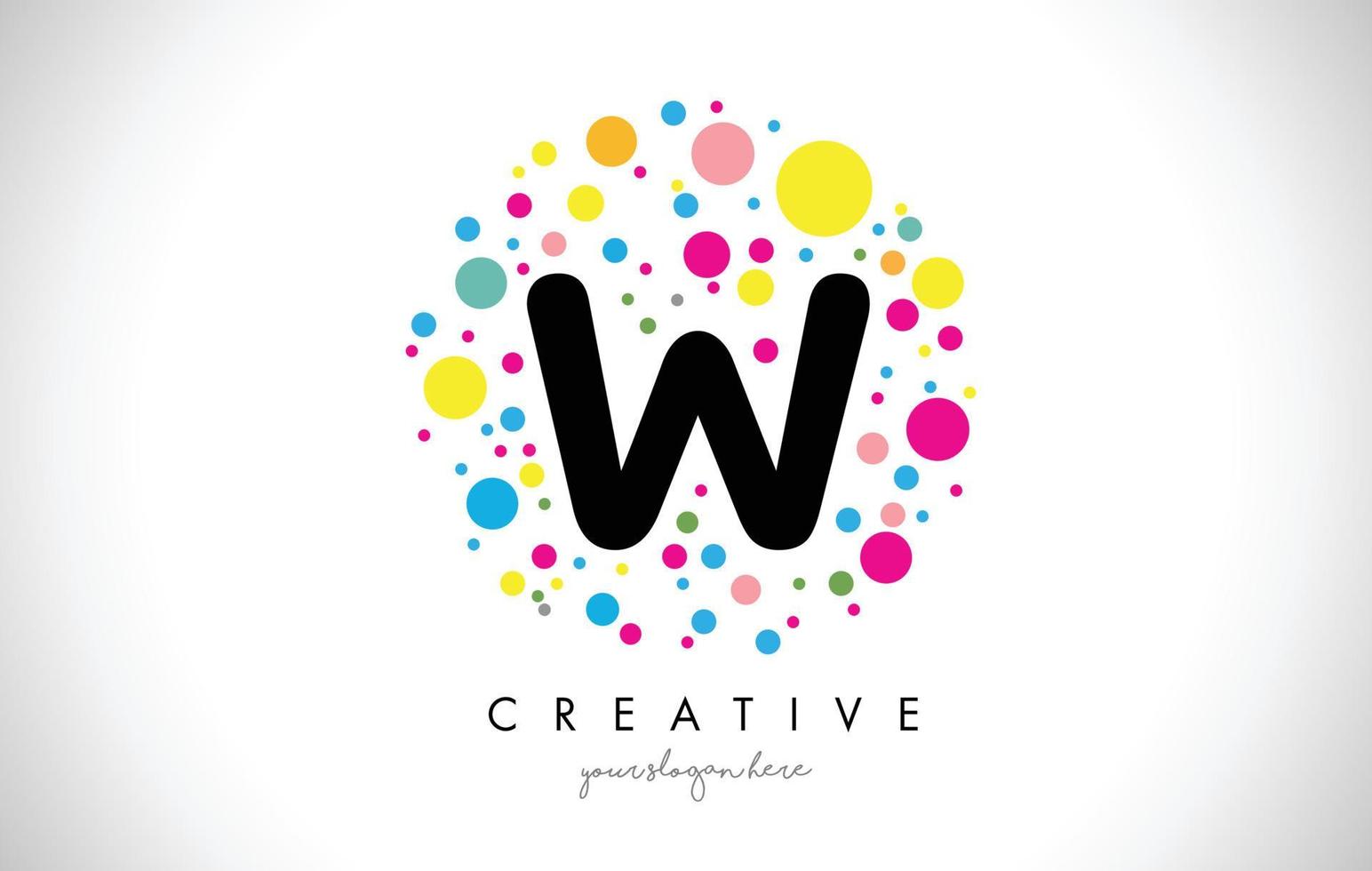 w bubble dots letter logo-ontwerp met creatieve kleurrijke bubbels. vector