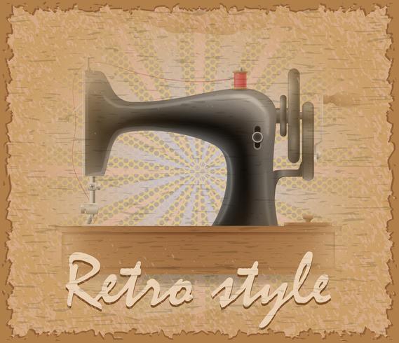 retro stijl poster oude naaimachine vectorillustratie vector