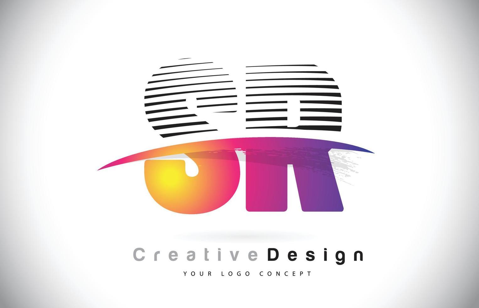 sr sr letter logo-ontwerp met creatieve lijnen en swosh in paarse penseelkleur. vector