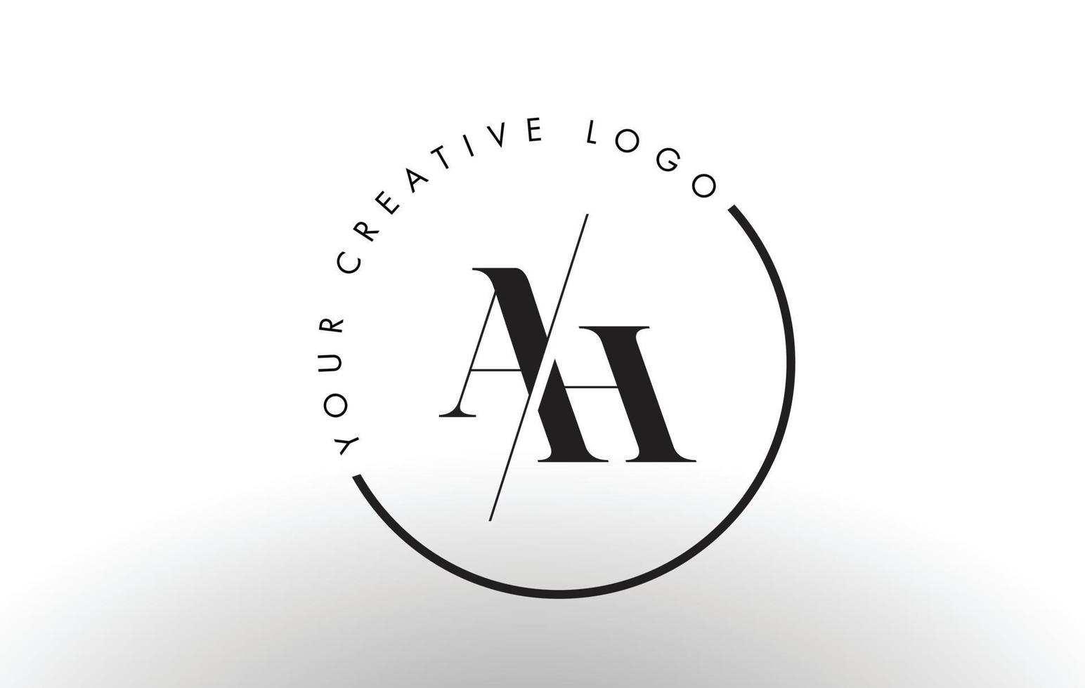 ah serif letter logo-ontwerp met creatieve doorsneden snit. vector