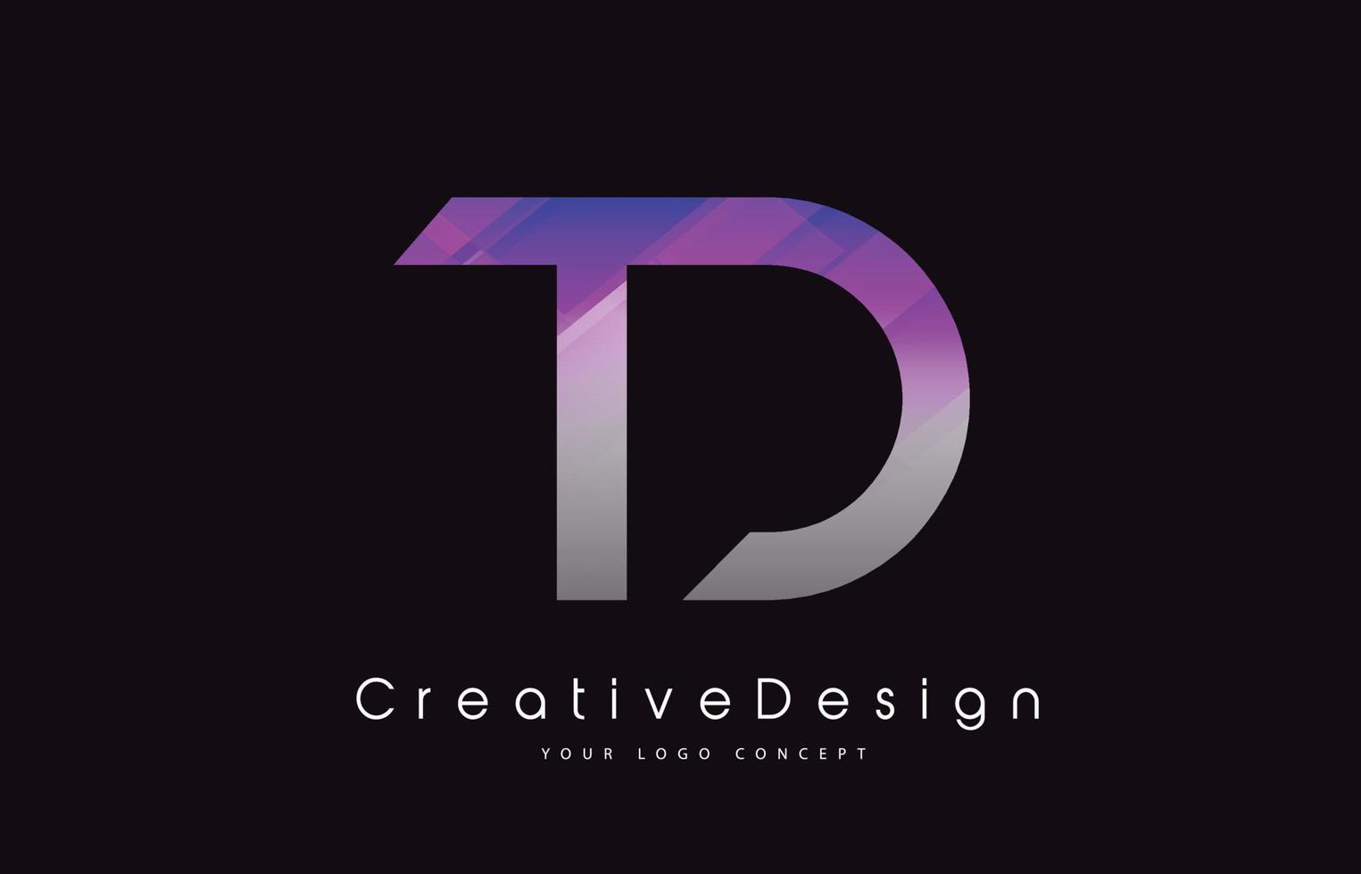 td brief logo ontwerp. paarse textuur creatieve pictogram moderne brieven vector logo.