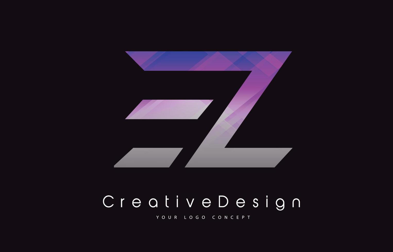 ez brief logo ontwerp. paarse textuur creatieve pictogram moderne brieven vector logo.