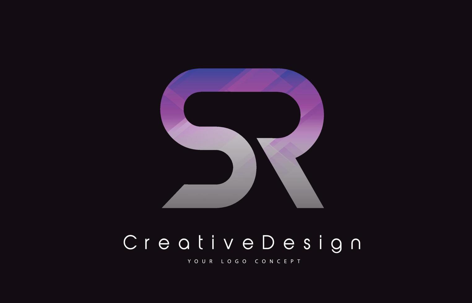 sr brief logo ontwerp. paarse textuur creatieve pictogram moderne brieven vector logo.