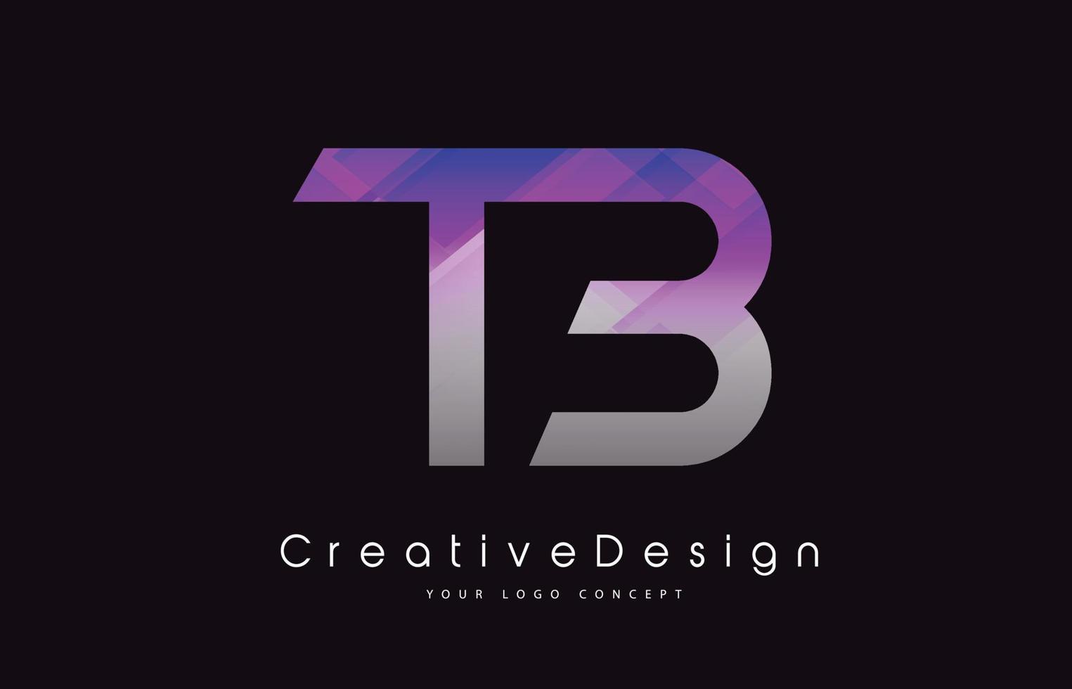 tb brief logo ontwerp. paarse textuur creatieve pictogram moderne brieven vector logo.