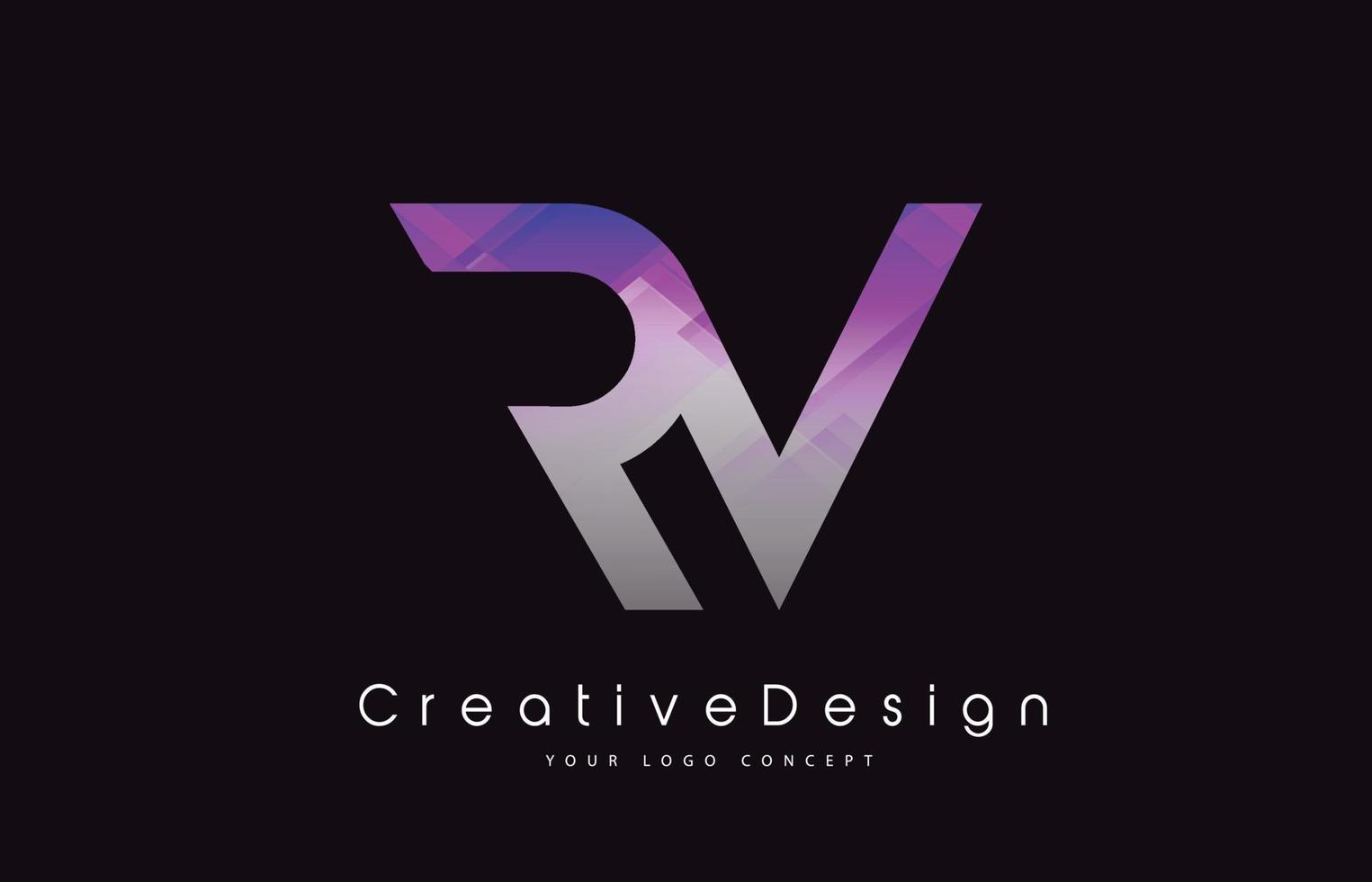 rv brief logo ontwerp. paarse textuur creatieve pictogram moderne brieven vector logo.