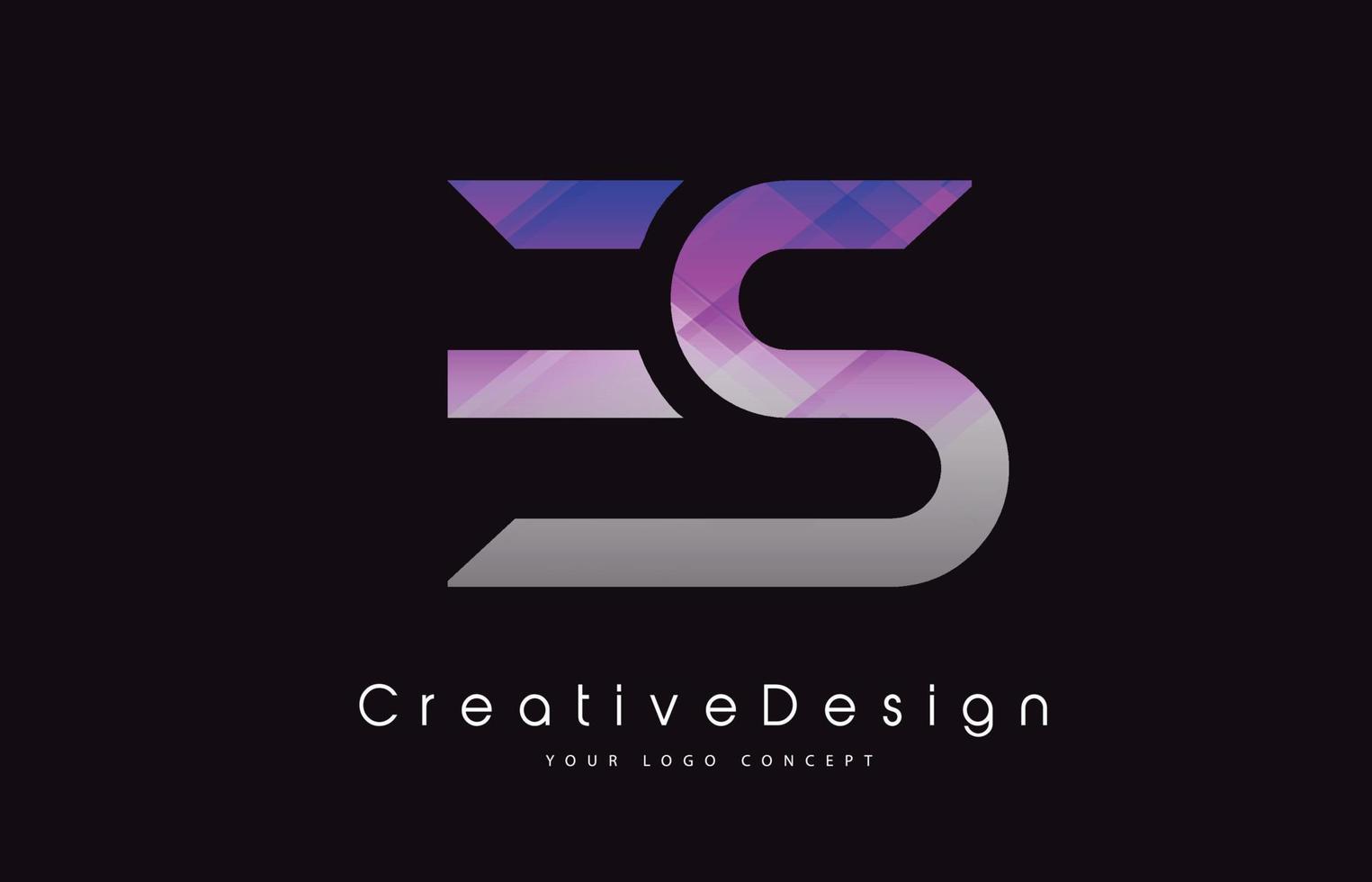 es brief logo ontwerp. paarse textuur creatieve pictogram moderne brieven vector logo.