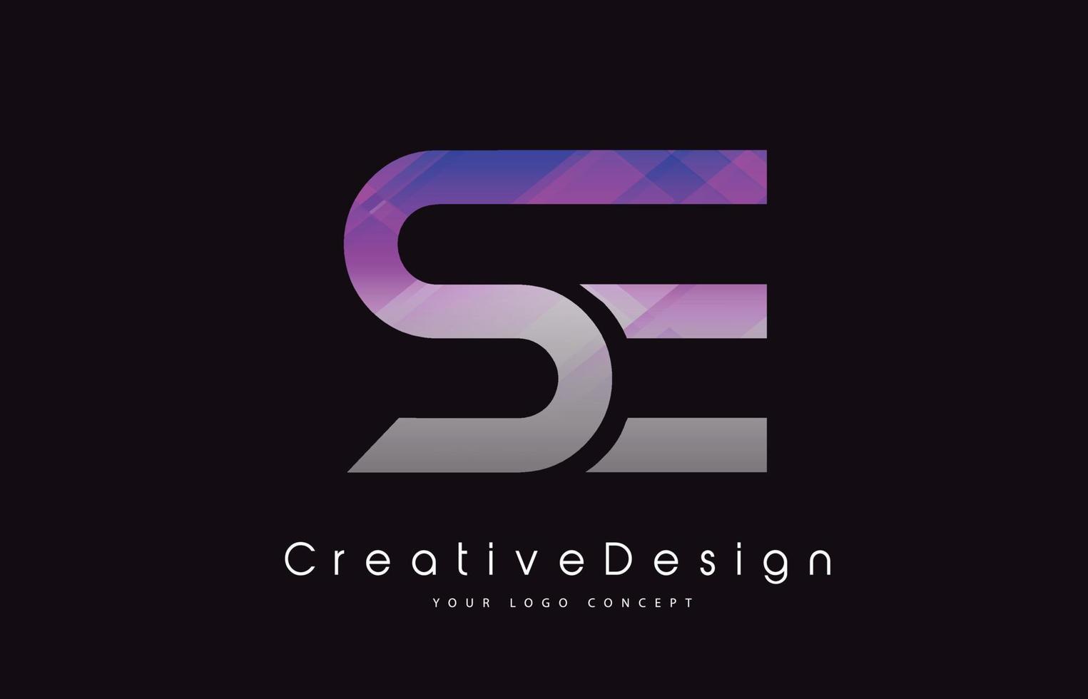 se brief logo ontwerp. paarse textuur creatieve pictogram moderne brieven vector logo.