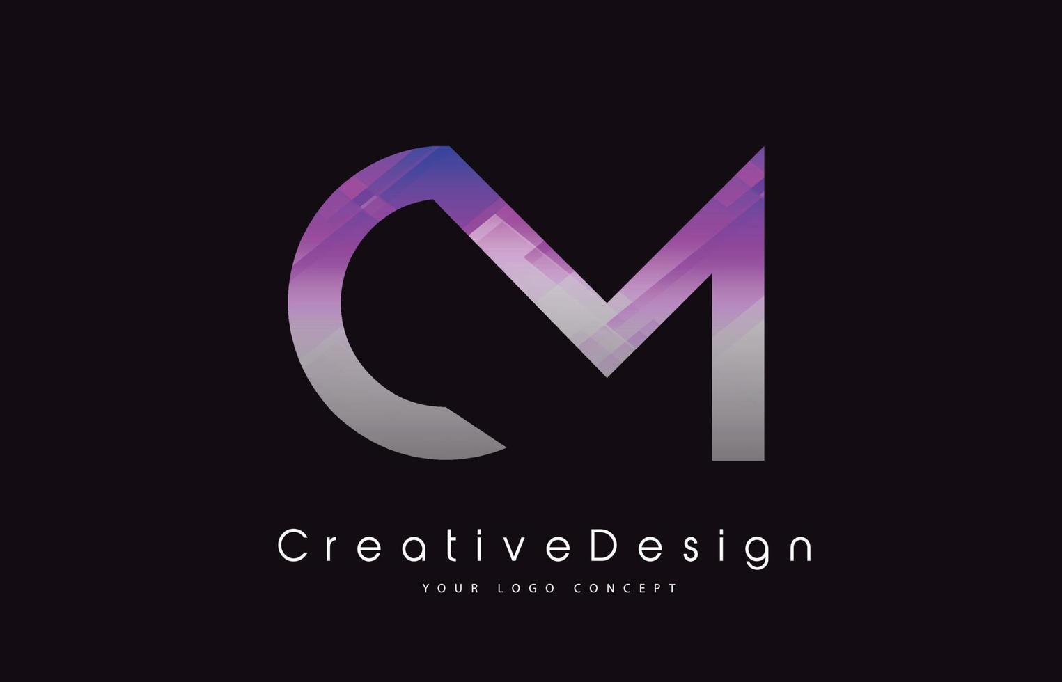 cm brief logo ontwerp. paarse textuur creatieve pictogram moderne brieven vector logo.