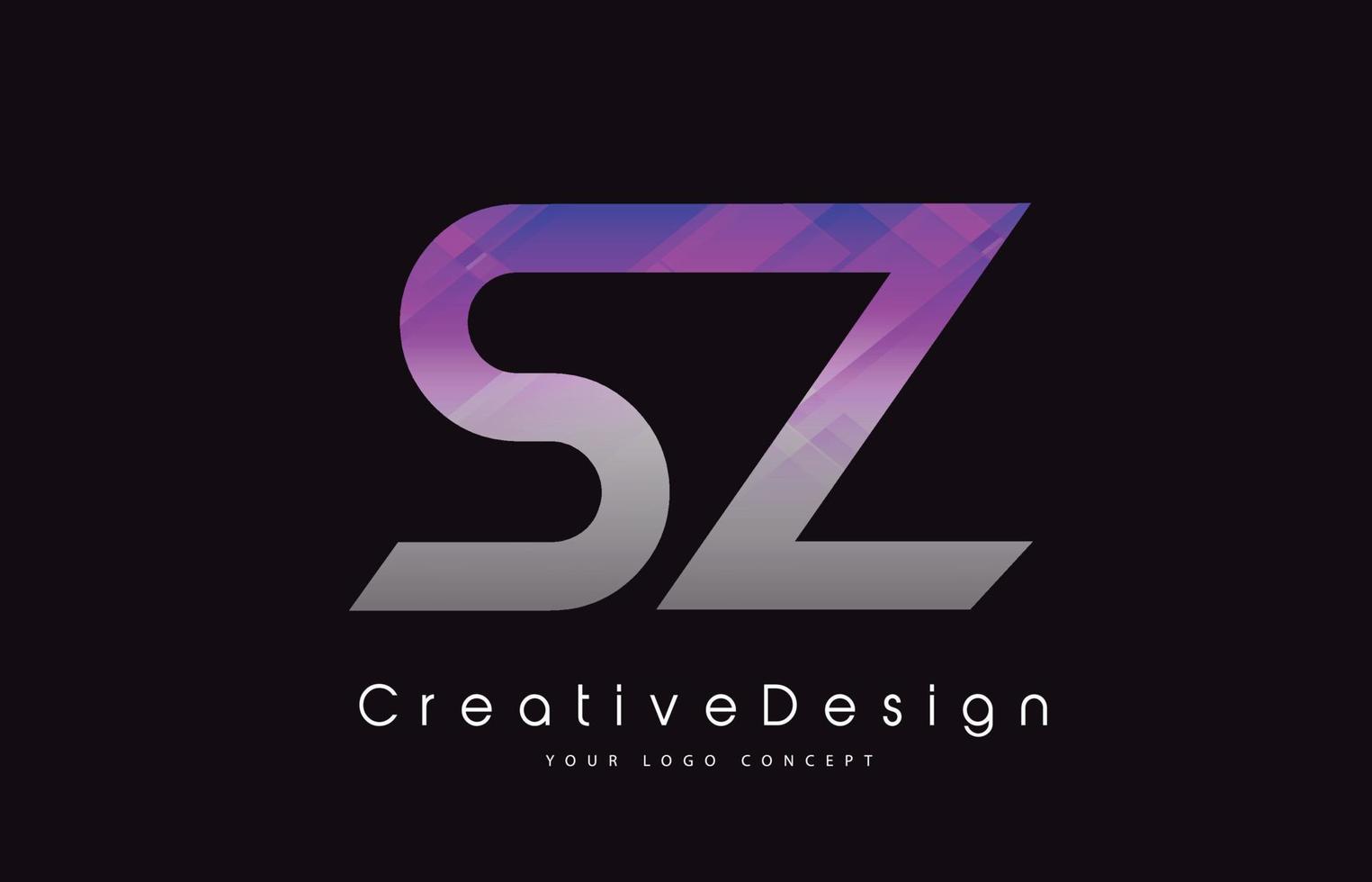 sz brief logo ontwerp. paarse textuur creatieve pictogram moderne brieven vector logo.