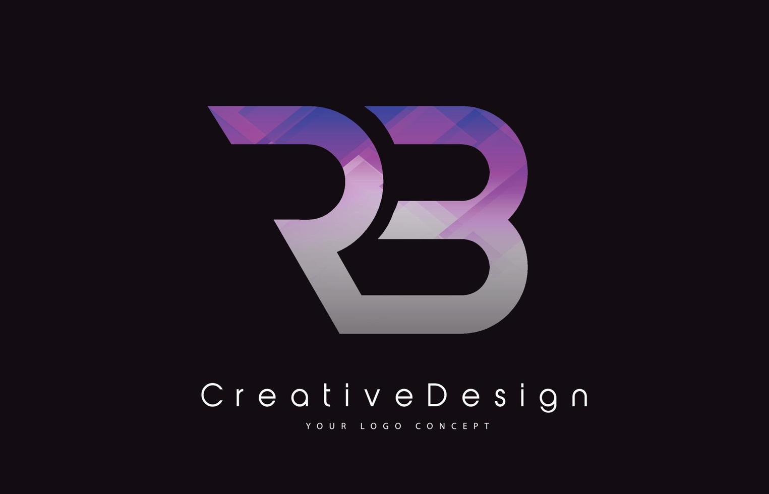 rb brief logo ontwerp. paarse textuur creatieve pictogram moderne brieven vector logo.