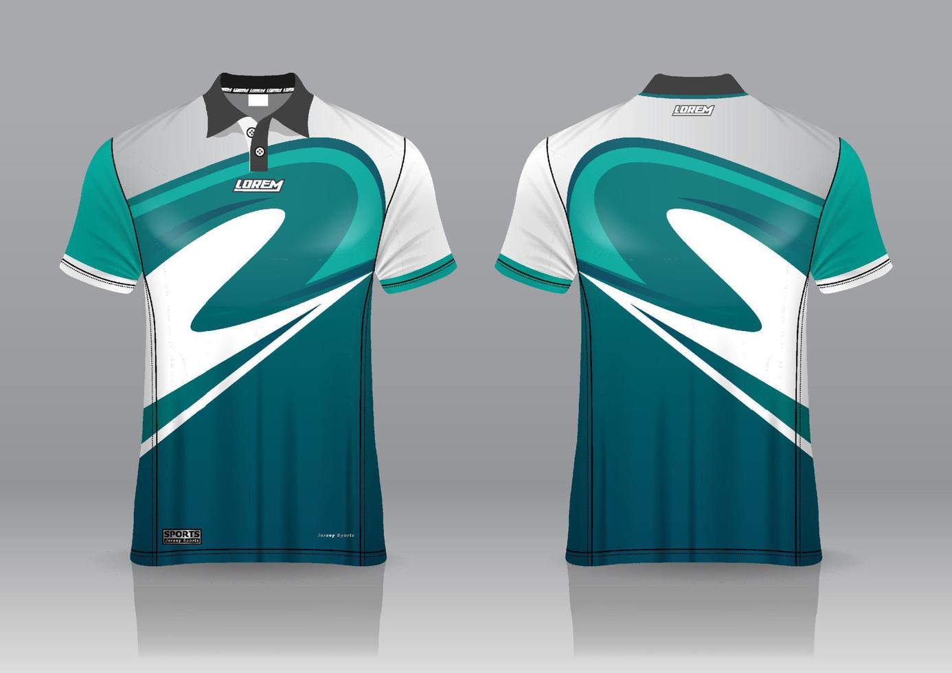 poloshirt uniform ontwerp, kan worden gebruikt voor badminton, golf in vooraanzicht, achteraanzicht. jersey mockup vector, design premium zeer eenvoudig en gemakkelijk aan te passen vector