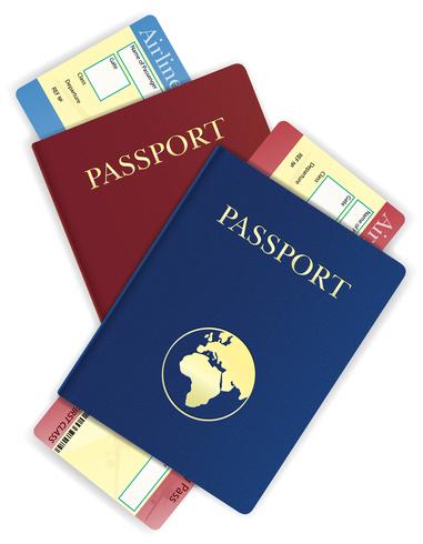 paspoort en luchtvaartmaatschappij ticket vectorillustratie vector