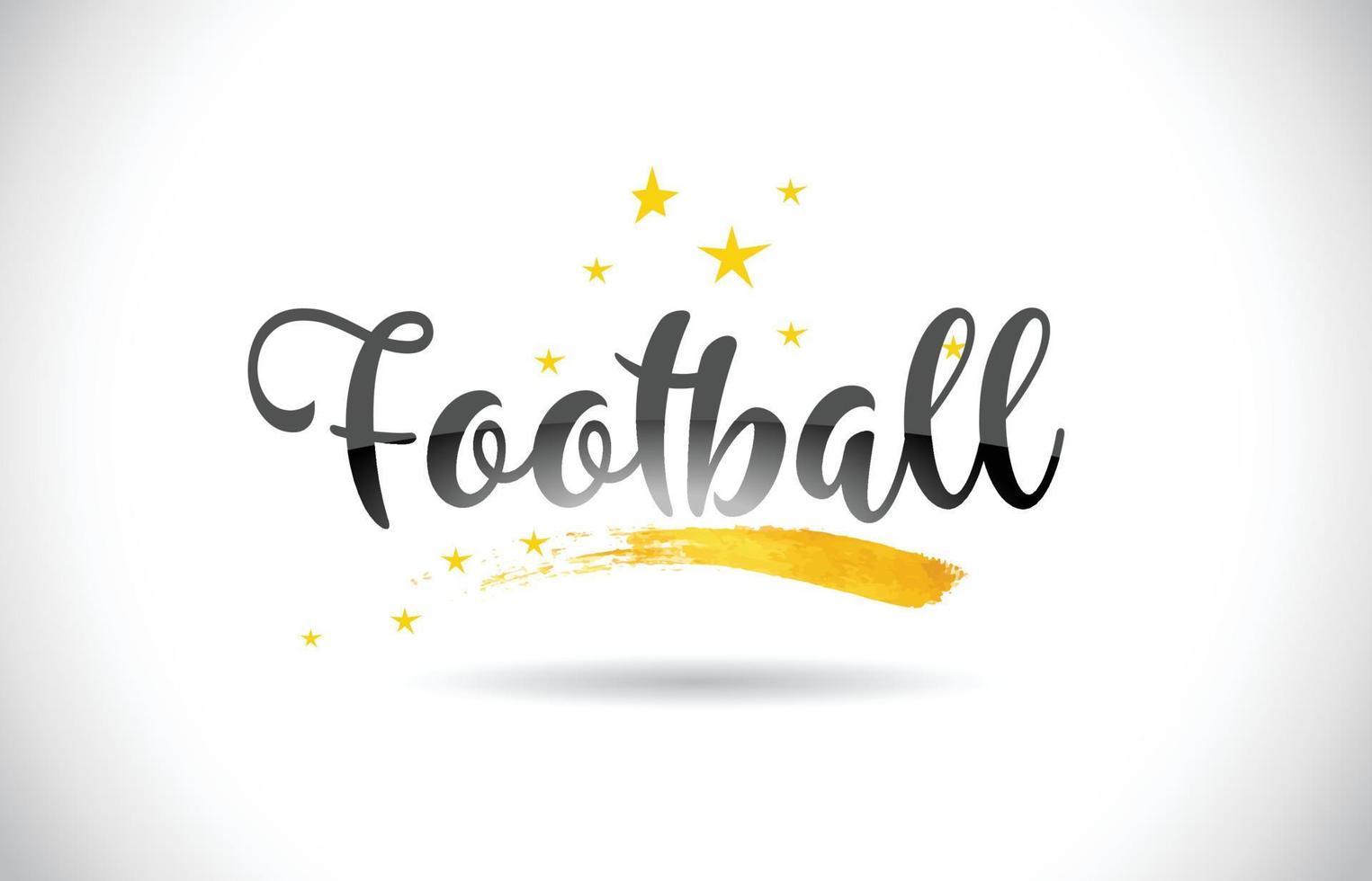 voetbal woord vector tekst met gouden sterren trail en handgeschreven gebogen lettertype.