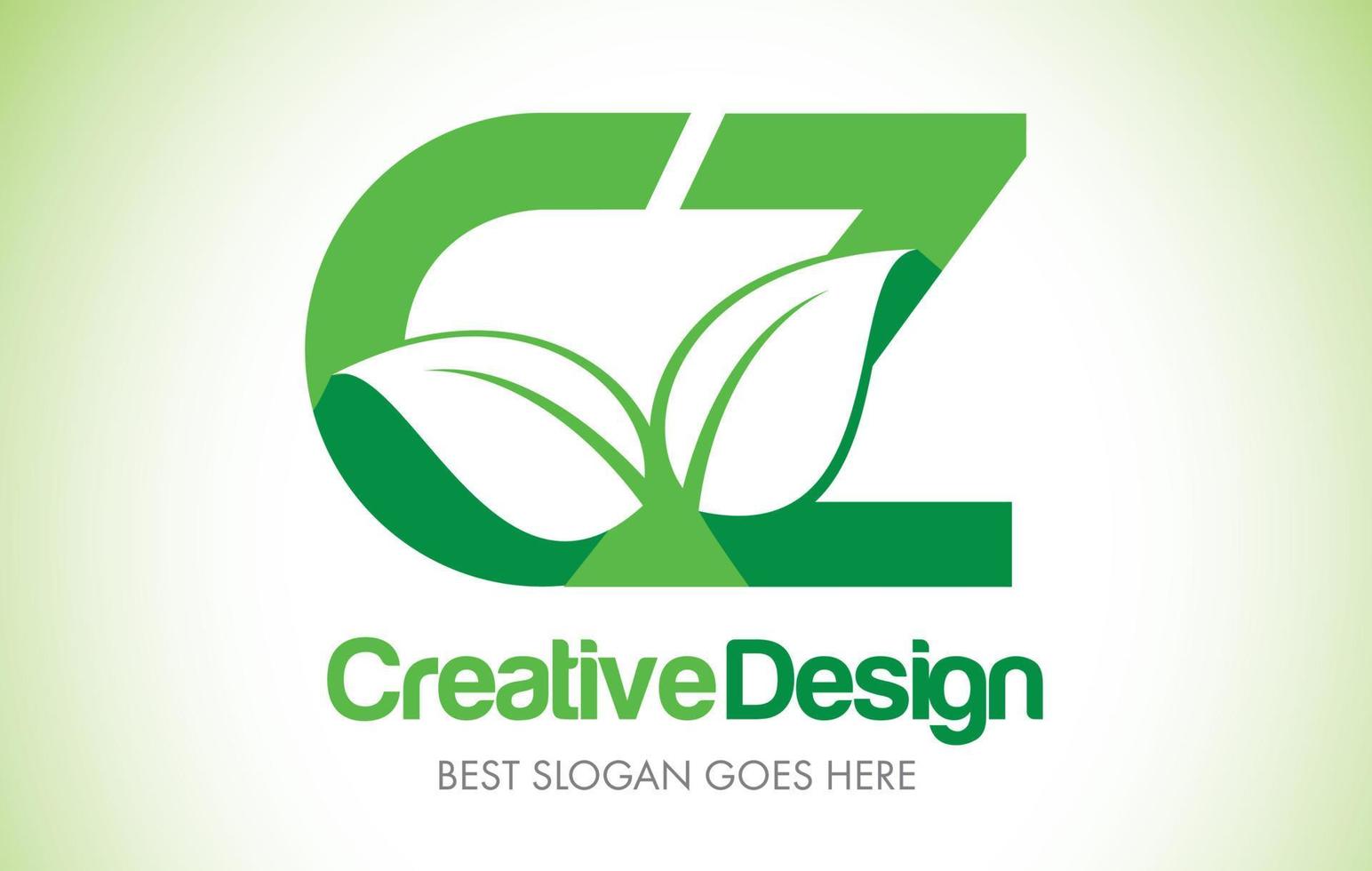 cz groen blad brief ontwerp logo. eco bio blad letter pictogram illustratie logo. vector