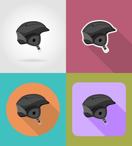 skihelm plat pictogrammen vector illustratie