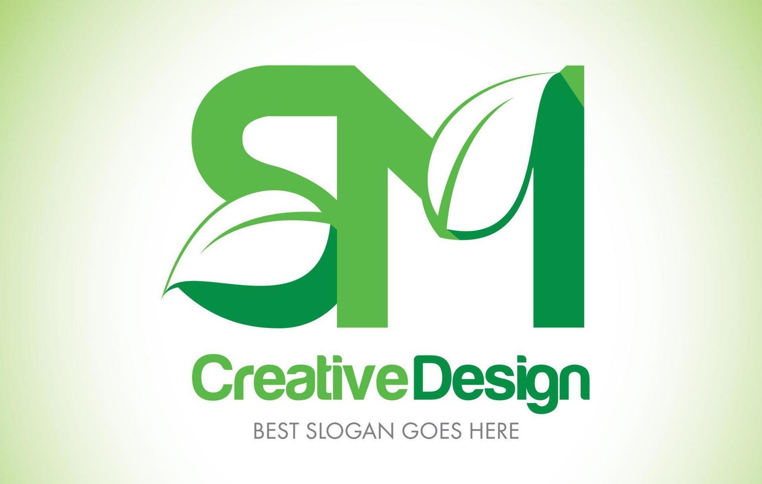 sm groen blad brief ontwerp logo. eco bio blad letter pictogram illustratie logo. vector