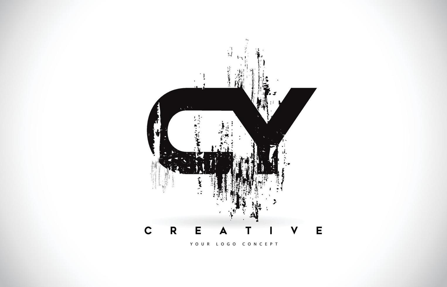 cy cy grunge brush brief logo ontwerp in zwarte kleuren vector illustratie.