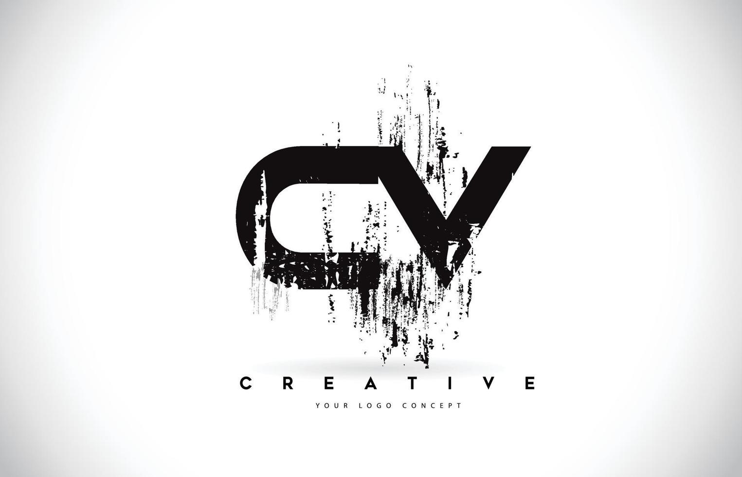 cv cv grunge brush letter logo ontwerp in zwarte kleuren vector illustratie.