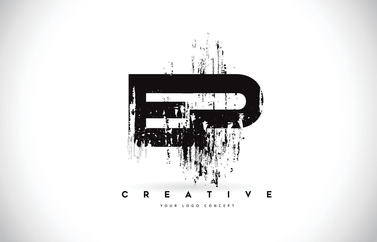 ep ep grunge brush brief logo ontwerp in zwarte kleuren vector illustratie.