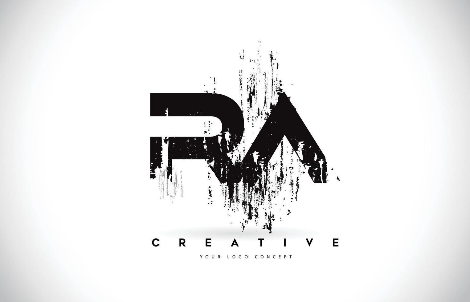 ra ra grunge brush brief logo ontwerp in zwarte kleuren vector illustratie.