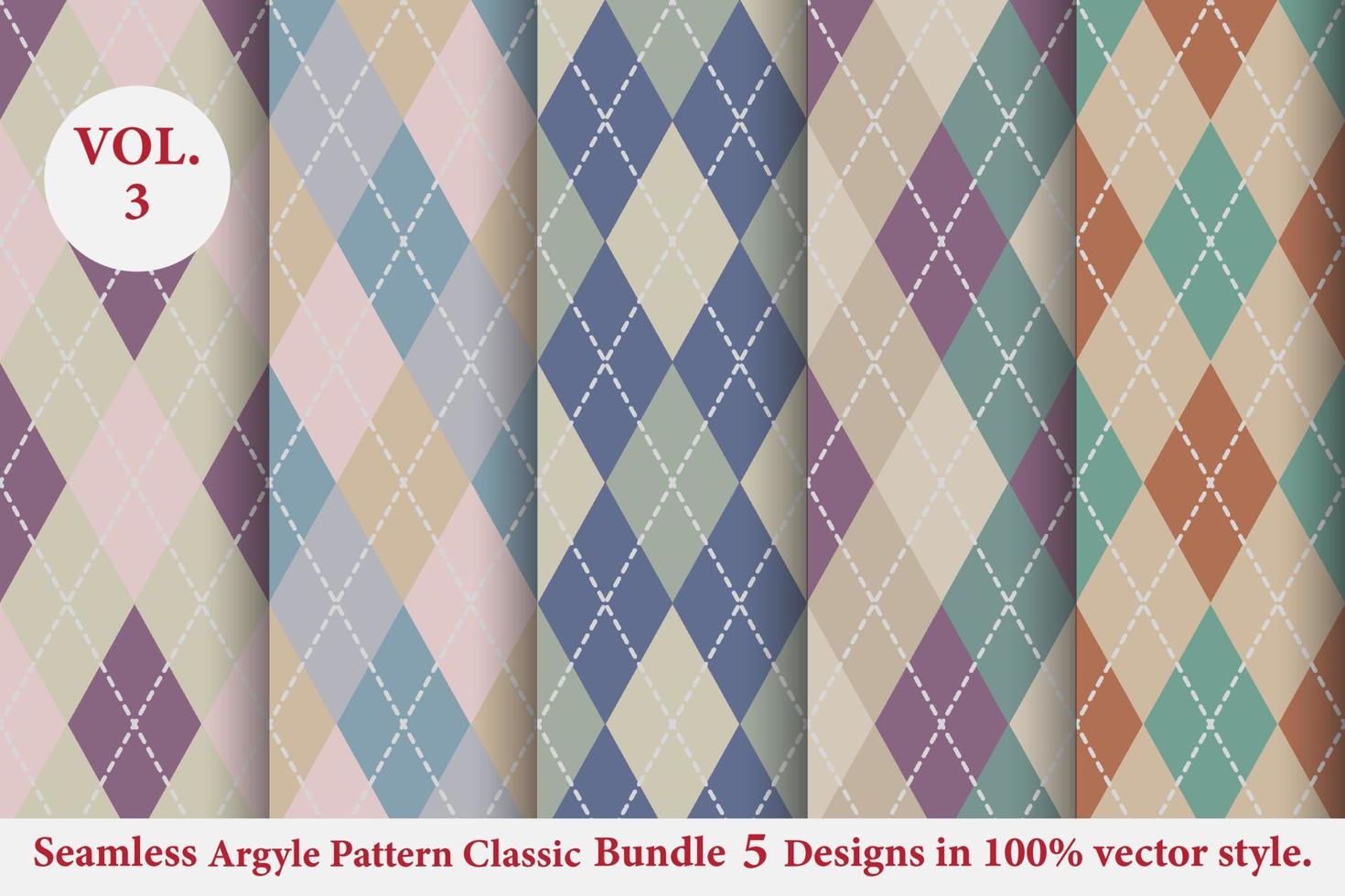 argyle klassieke patroon vector bundel 5 ontwerpen traditionele, stof textuur achtergrond