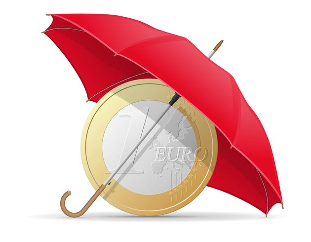 concept van de beschermde en verzekerde euromunten paraplu vectorillustratie vector