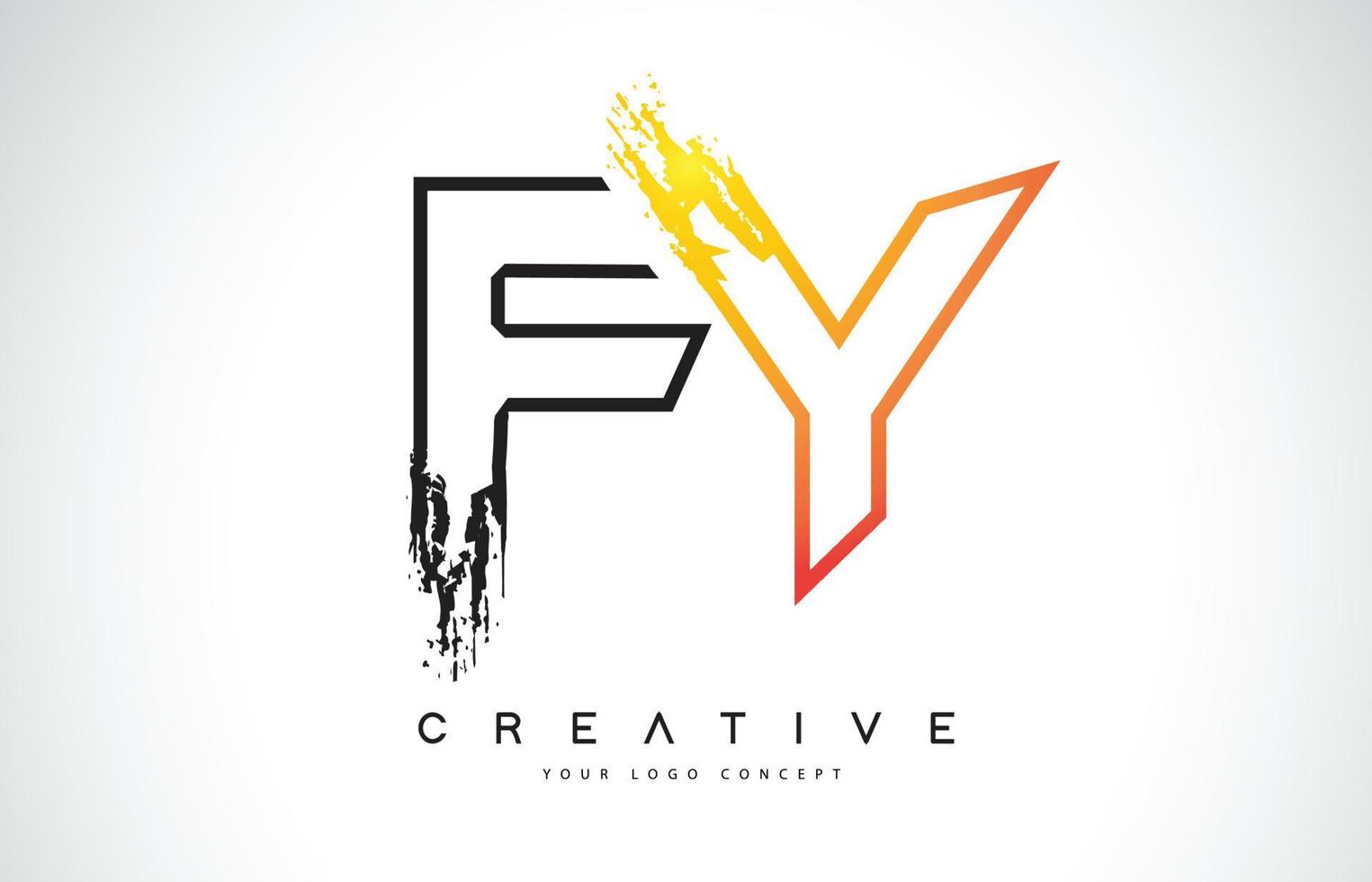 fy creatief modern logo-ontwerp met oranje en zwarte kleuren. monogram beroerte brief ontwerp. vector