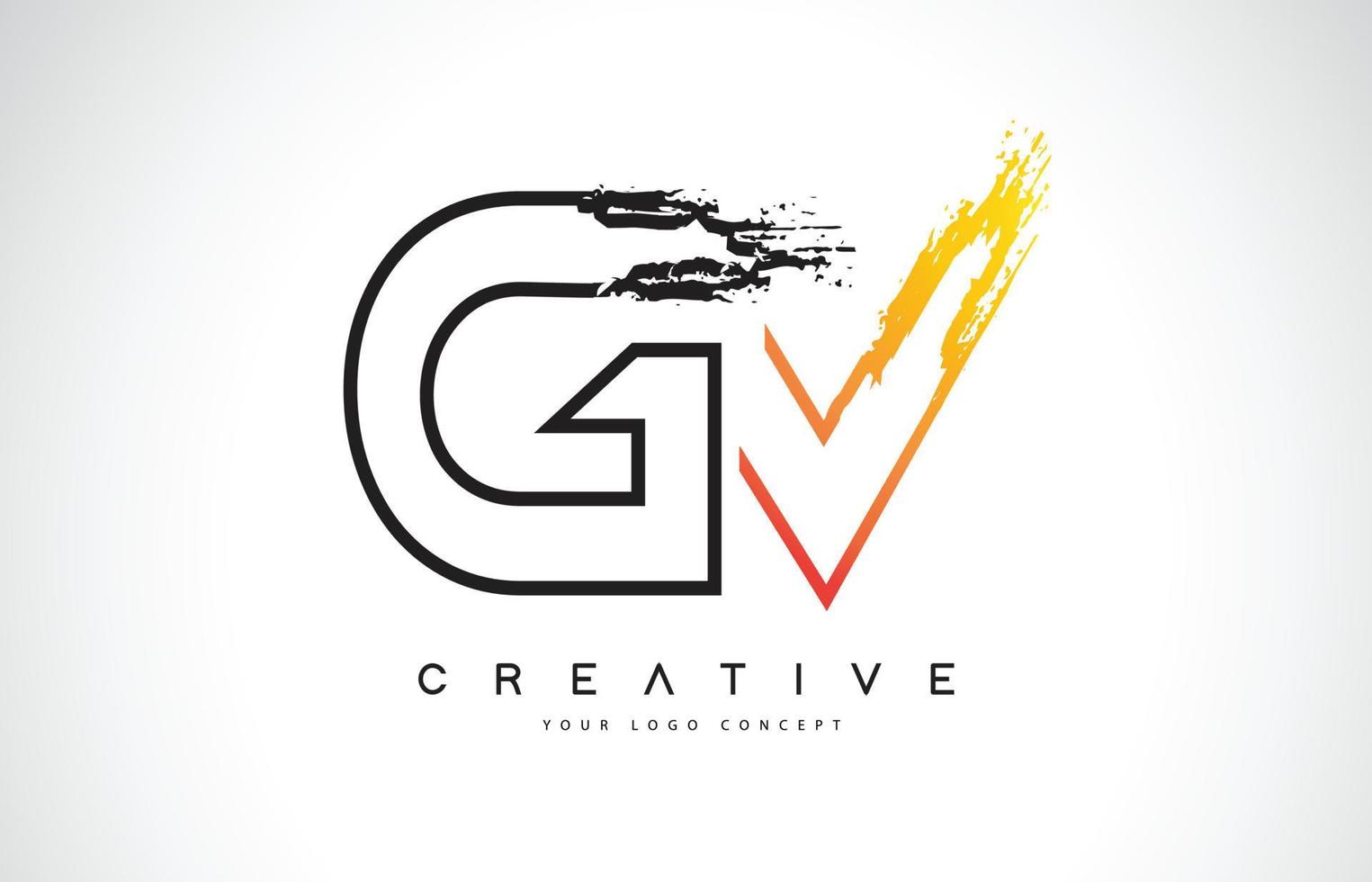 gv creatief modern logo-ontwerp met oranje en zwarte kleuren. monogram beroerte brief ontwerp. vector
