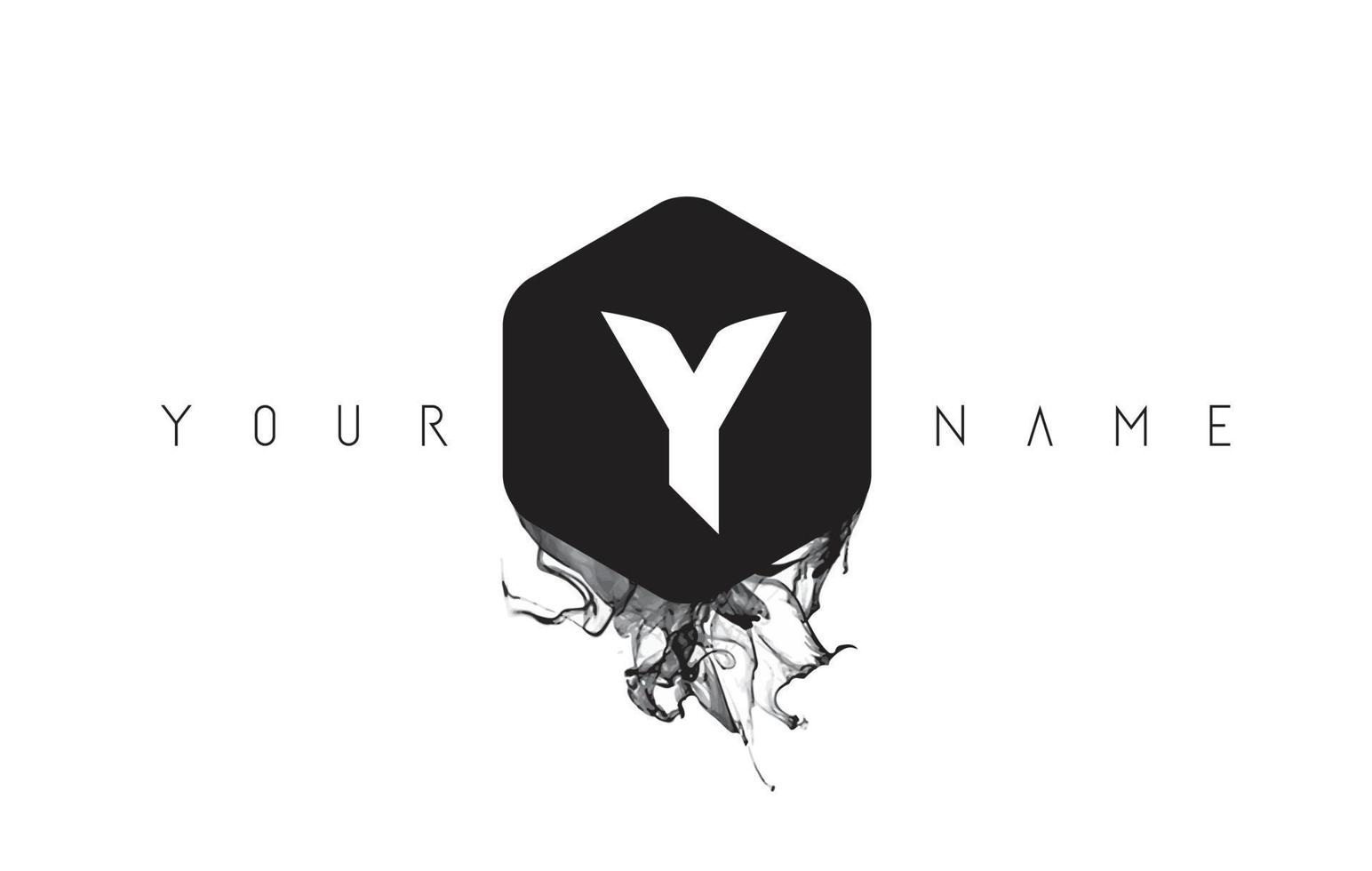 y letter logo-ontwerp met zwarte inktverspilling vector