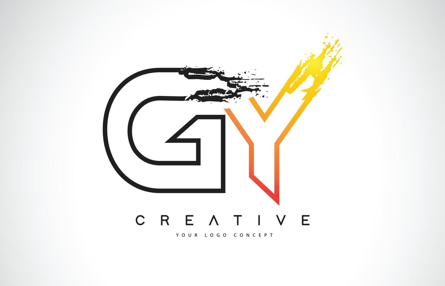 gy creatief modern logo-ontwerp met oranje en zwarte kleuren. monogram beroerte brief ontwerp. vector