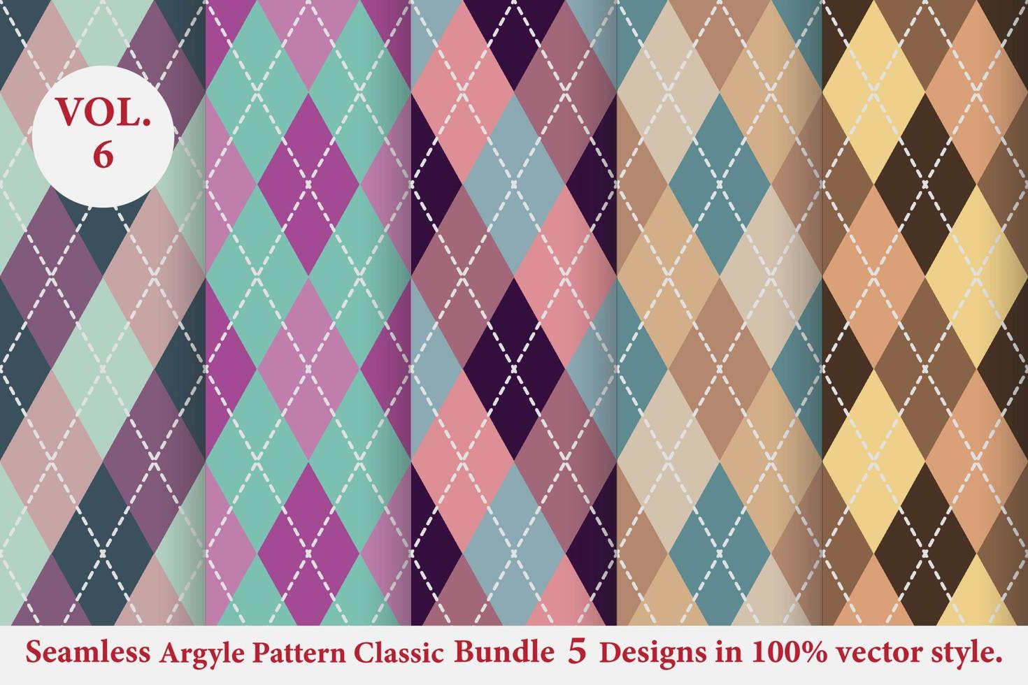 argyle klassieke patroon vector bundel 5 ontwerpen traditionele, stof textuur achtergrond