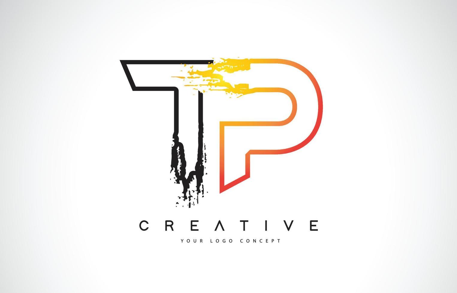 tp creatief modern logo-ontwerp met oranje en zwarte kleuren. monogram beroerte brief ontwerp. vector
