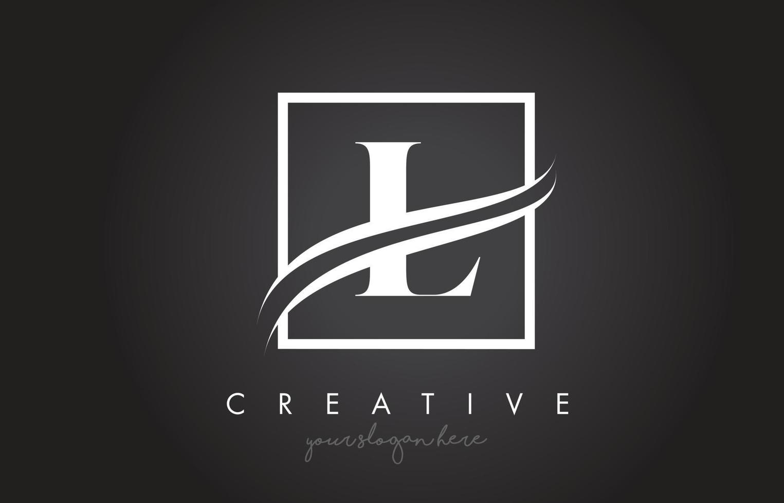 l letter logo-ontwerp met vierkante swoosh-rand en creatief pictogramontwerp. vector