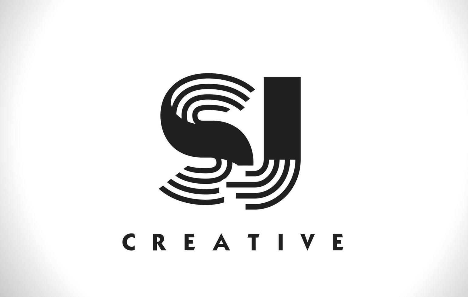 sj-logo brief met zwarte lijnen ontwerp. lijn brief vectorillustratie vector