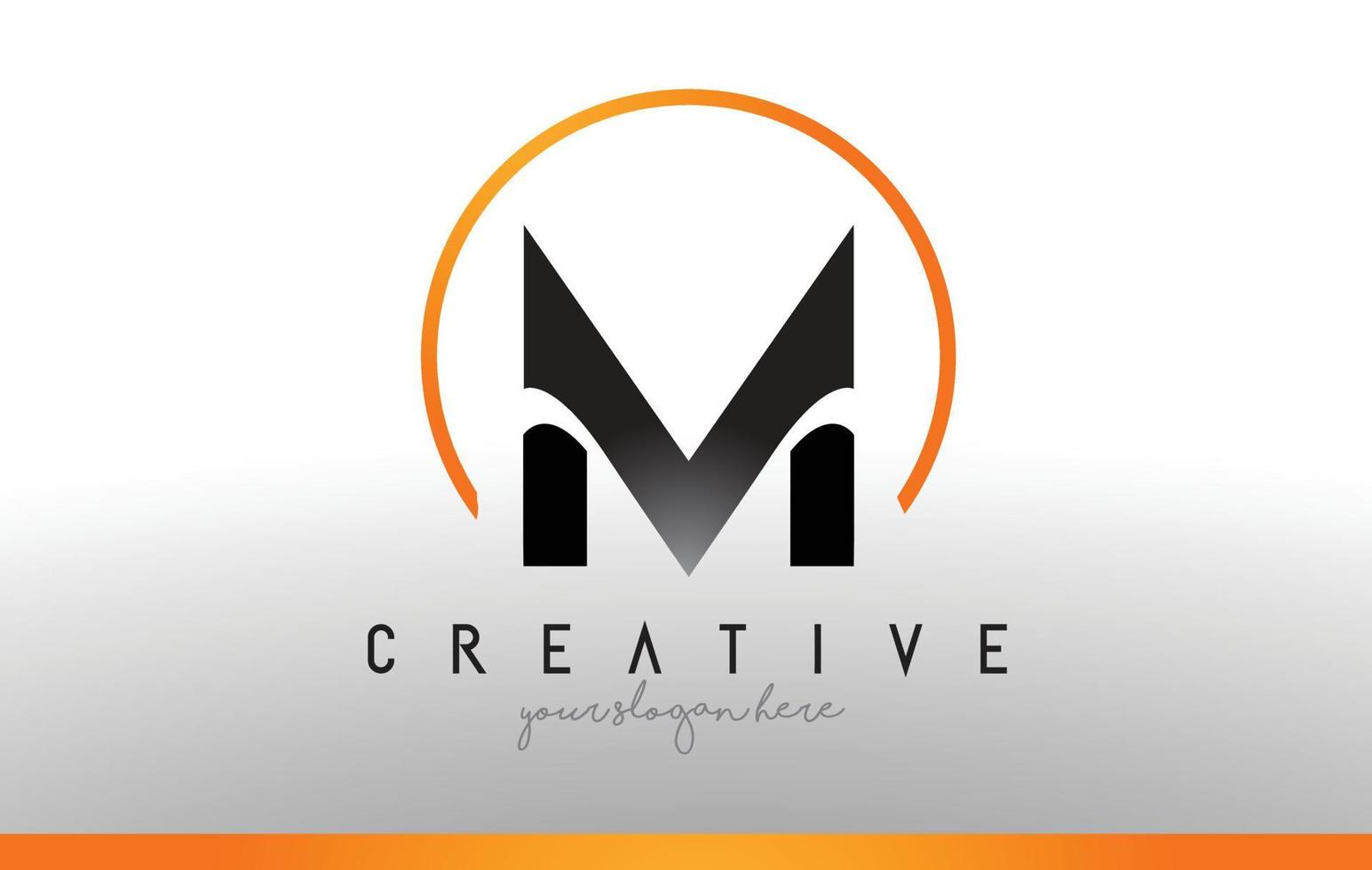 m letter logo-ontwerp met zwart oranje kleur. coole moderne pictogrammalplaatje. vector