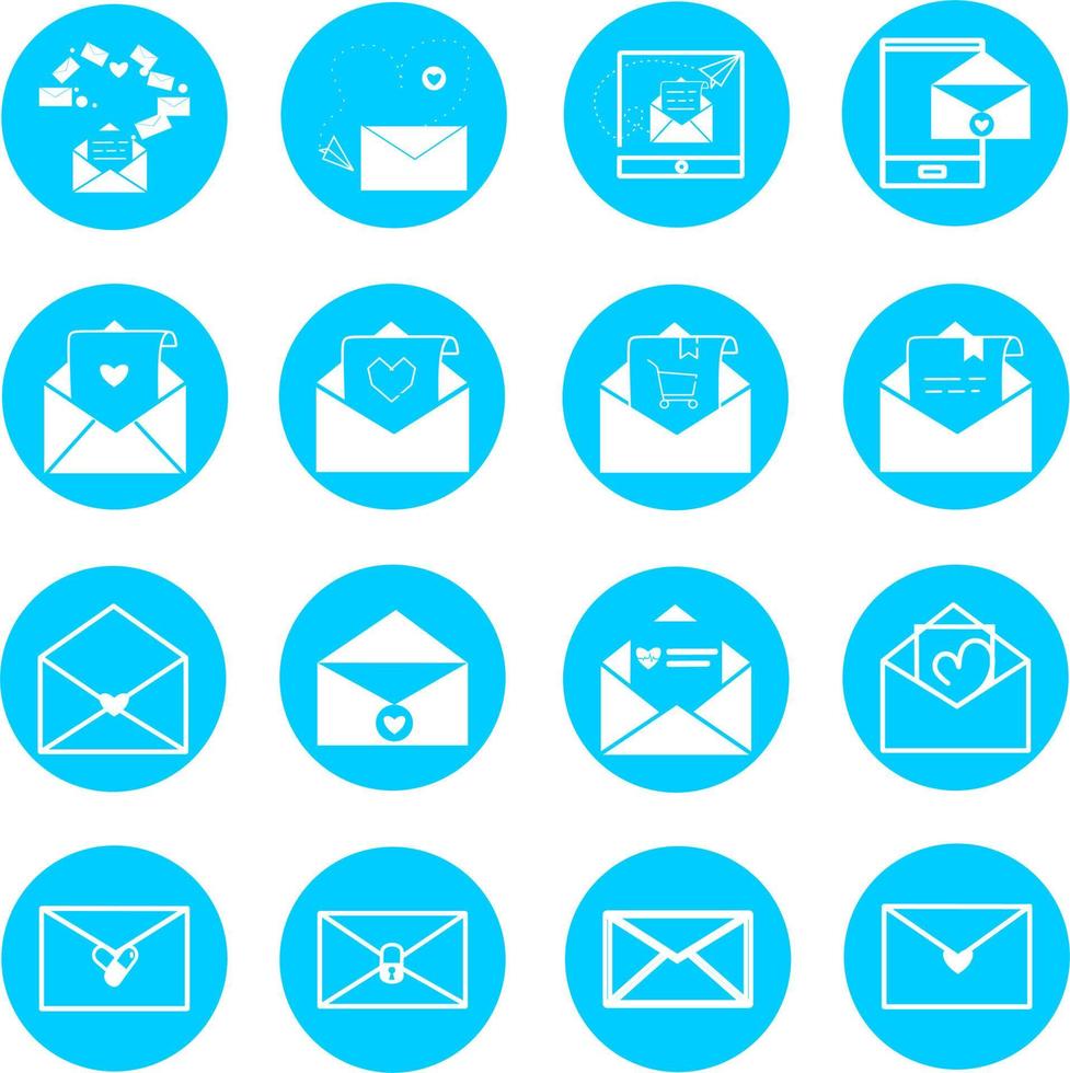 set van e-mail iconen. enveloppictogram openen. e-mailsymbool, e-mail en berichten, e-mailmarketingcampagne voor websiteontwerp, mobiele applicatie, ui. het verzenden of ontvangen van het werkproces van het e-mailconcept. vector