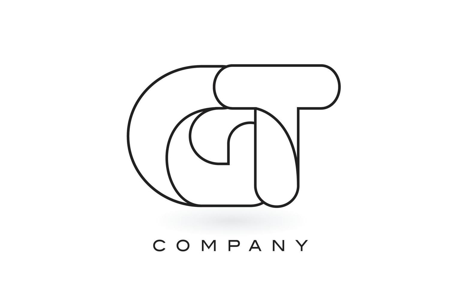 gt-monogramletterlogo met dunne zwarte monogramomtrekcontour. moderne trendy brief ontwerp vector. vector