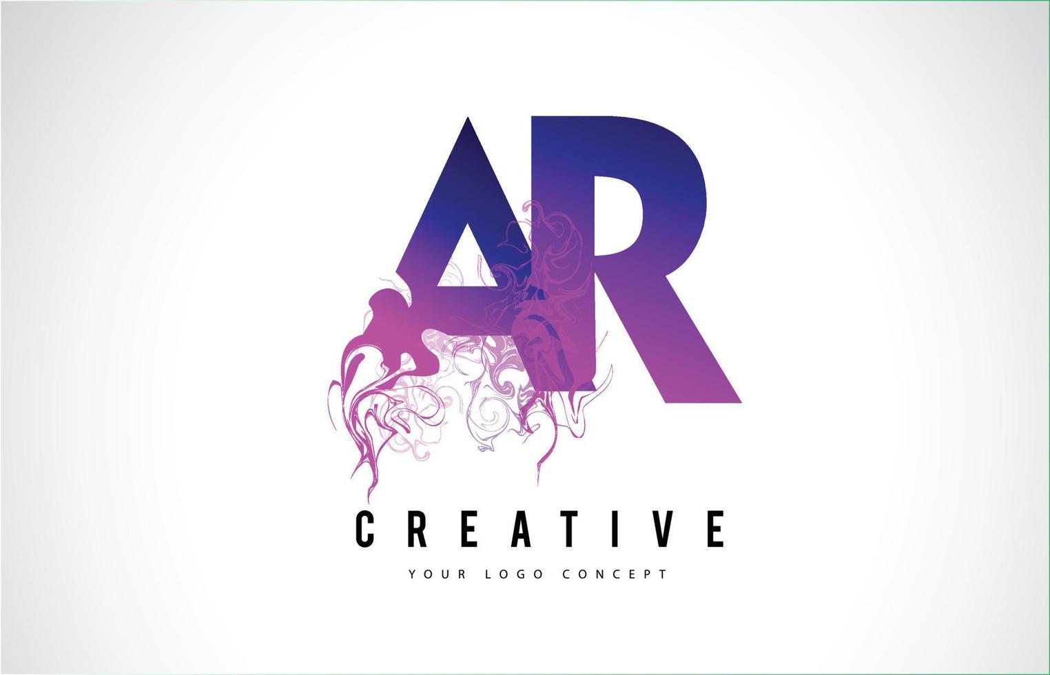 ar ar paarse letter logo-ontwerp met vloeibaar effect stroomt vector