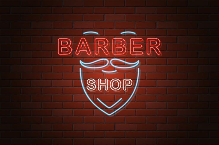 gloeiende neon uithangbord Kapper winkel vectorillustratie vector