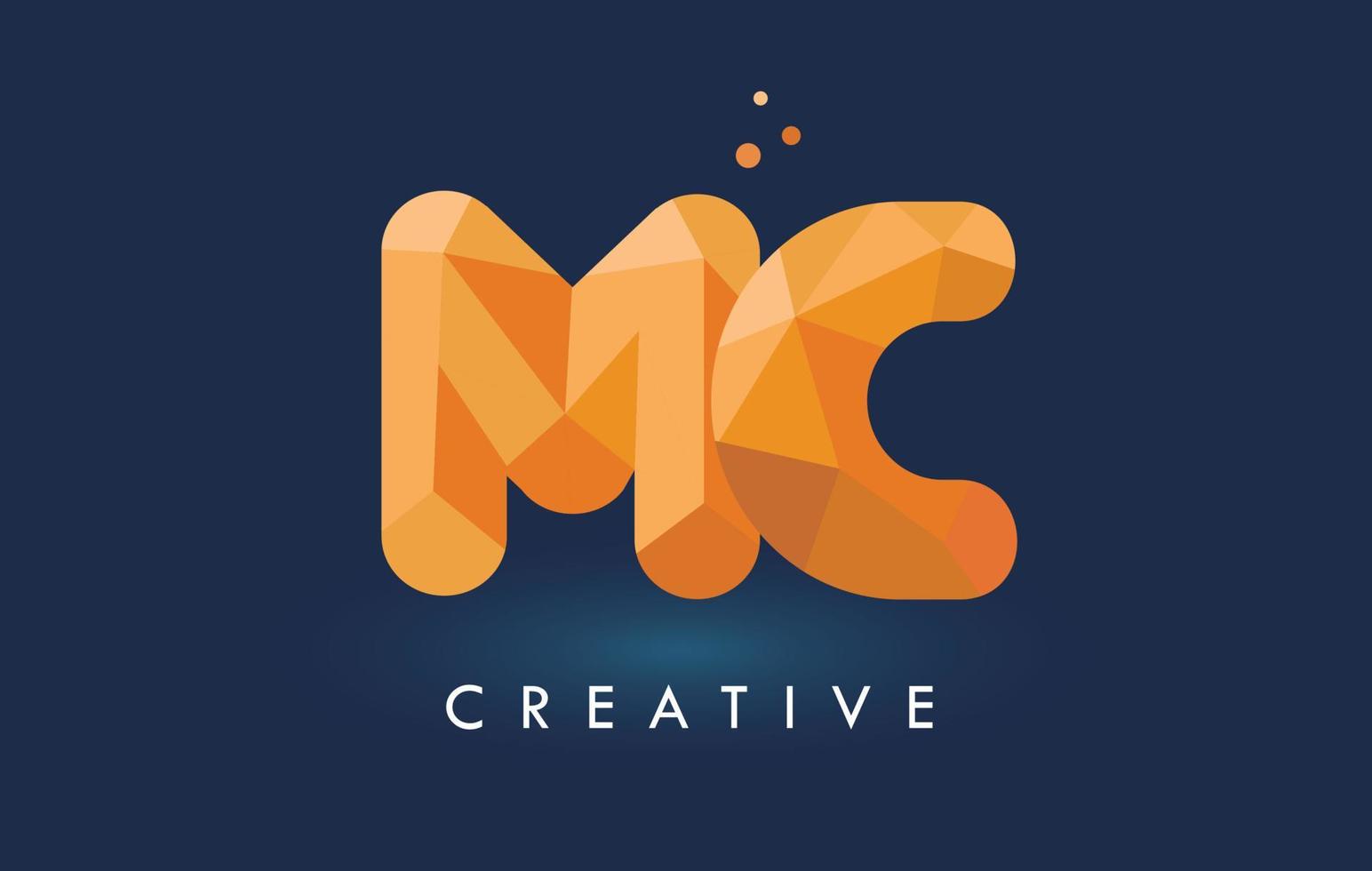 mc brief met origami driehoeken logo. creatief geeloranje origami-ontwerp. vector