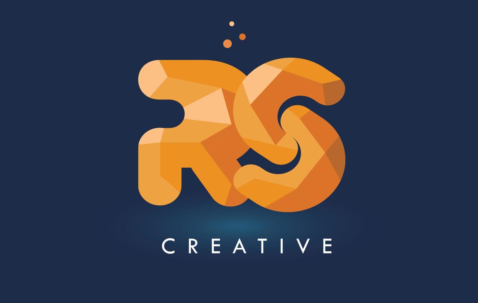 rs brief met origami driehoeken logo. creatief geeloranje origami-ontwerp. vector