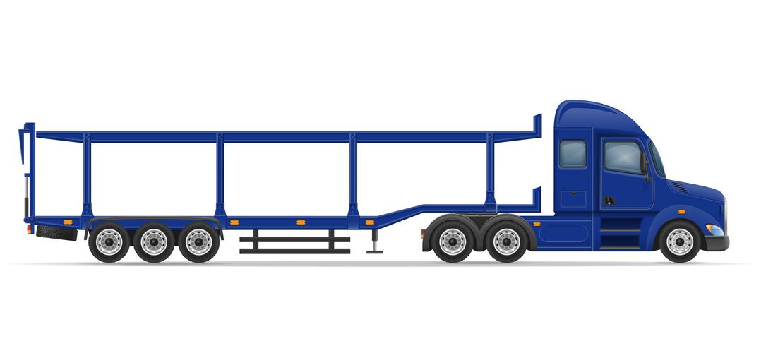 vrachtwagen oplegger voor transport van auto vectorillustratie vector