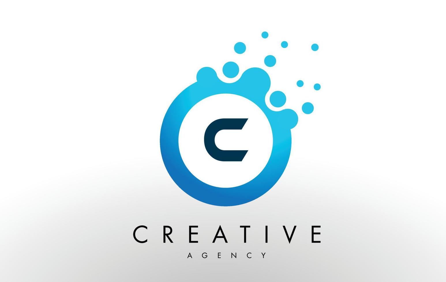 c brief logo. blauwe stippen bubble ontwerp vector