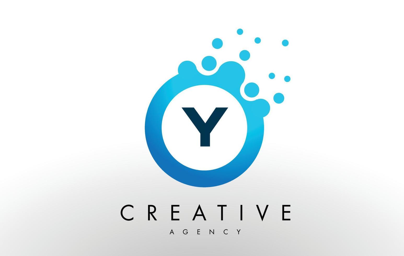 y-letterlogo. blauwe stippen bubble ontwerp vector