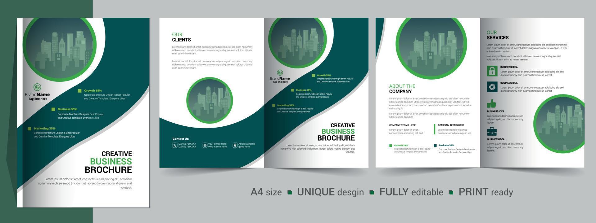 zakelijke tweevoudige brochure sjabloonontwerp. vector