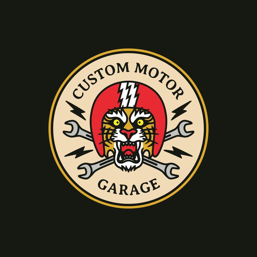 vector logo badge van tijger voor custom garage motorclub