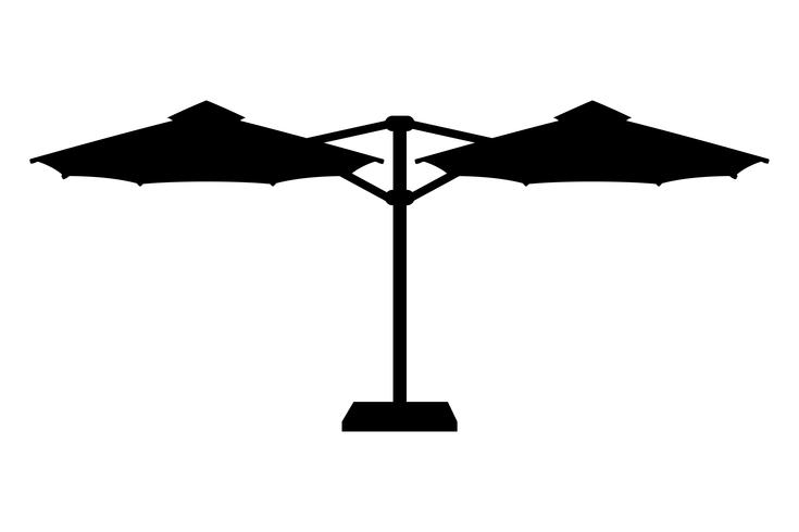 grote parasol voor bars en cafes op het terras of het strand zwarte omtrek silhouet vectorillustratie vector