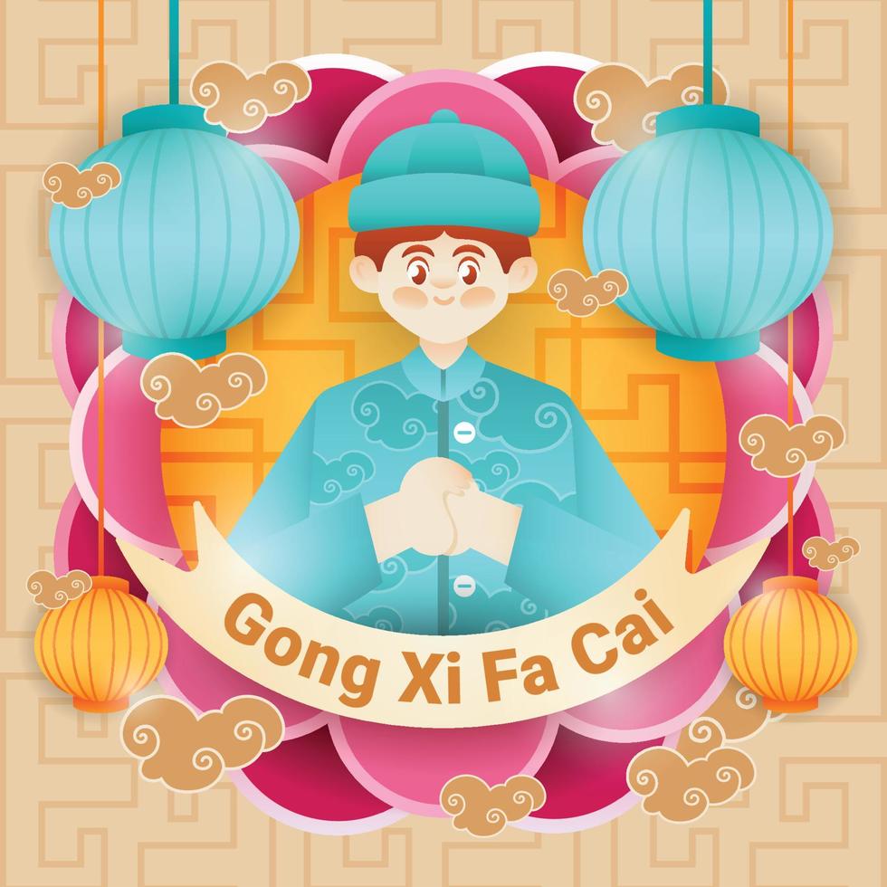 gong xi fa cai achtergrondsjabloon vector